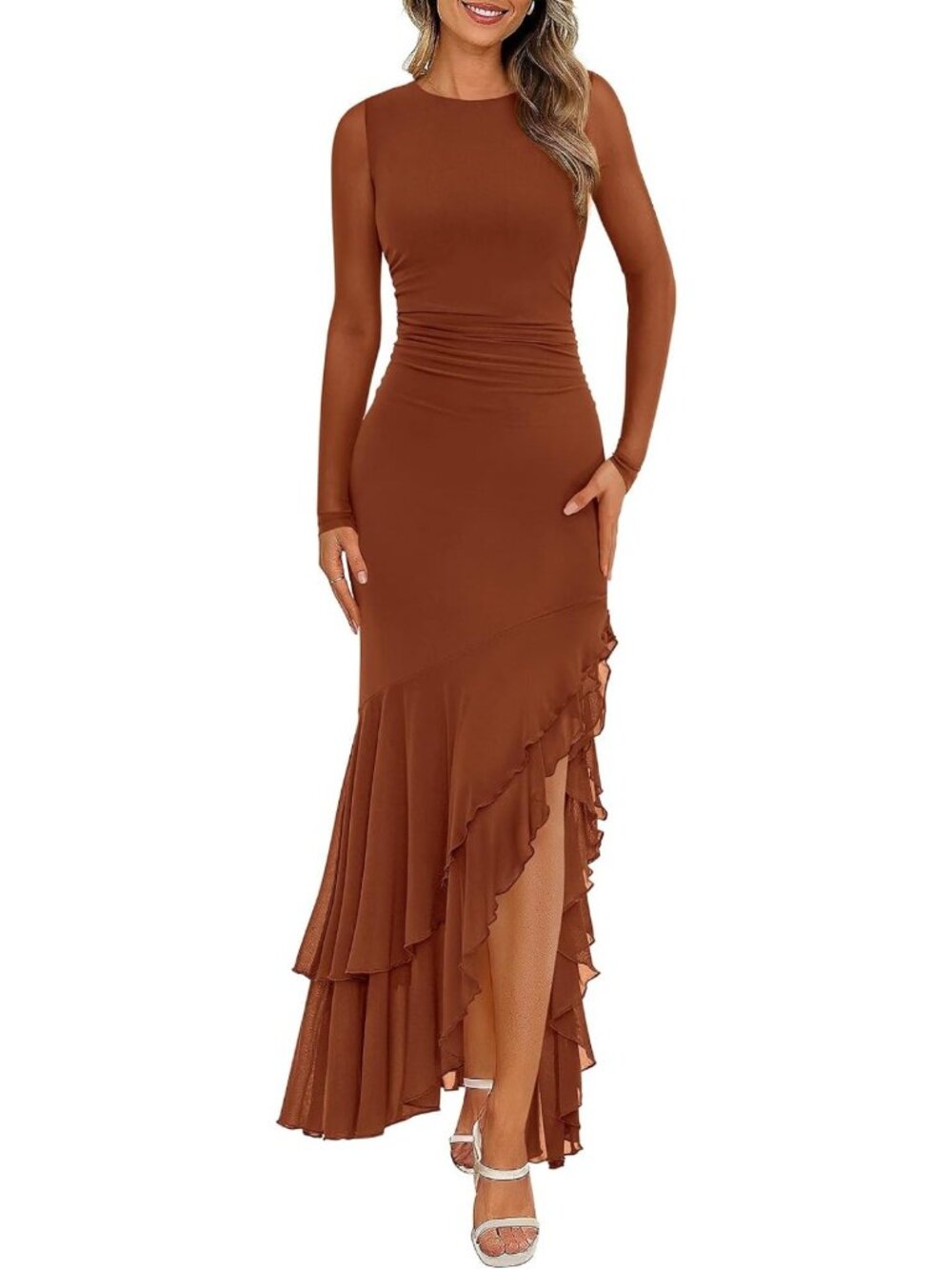 Chic Long Sleeve Maxi Dress for Fall Weddings | Elegant Evening Gown